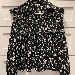 ODDY Black and White Floral Blouse